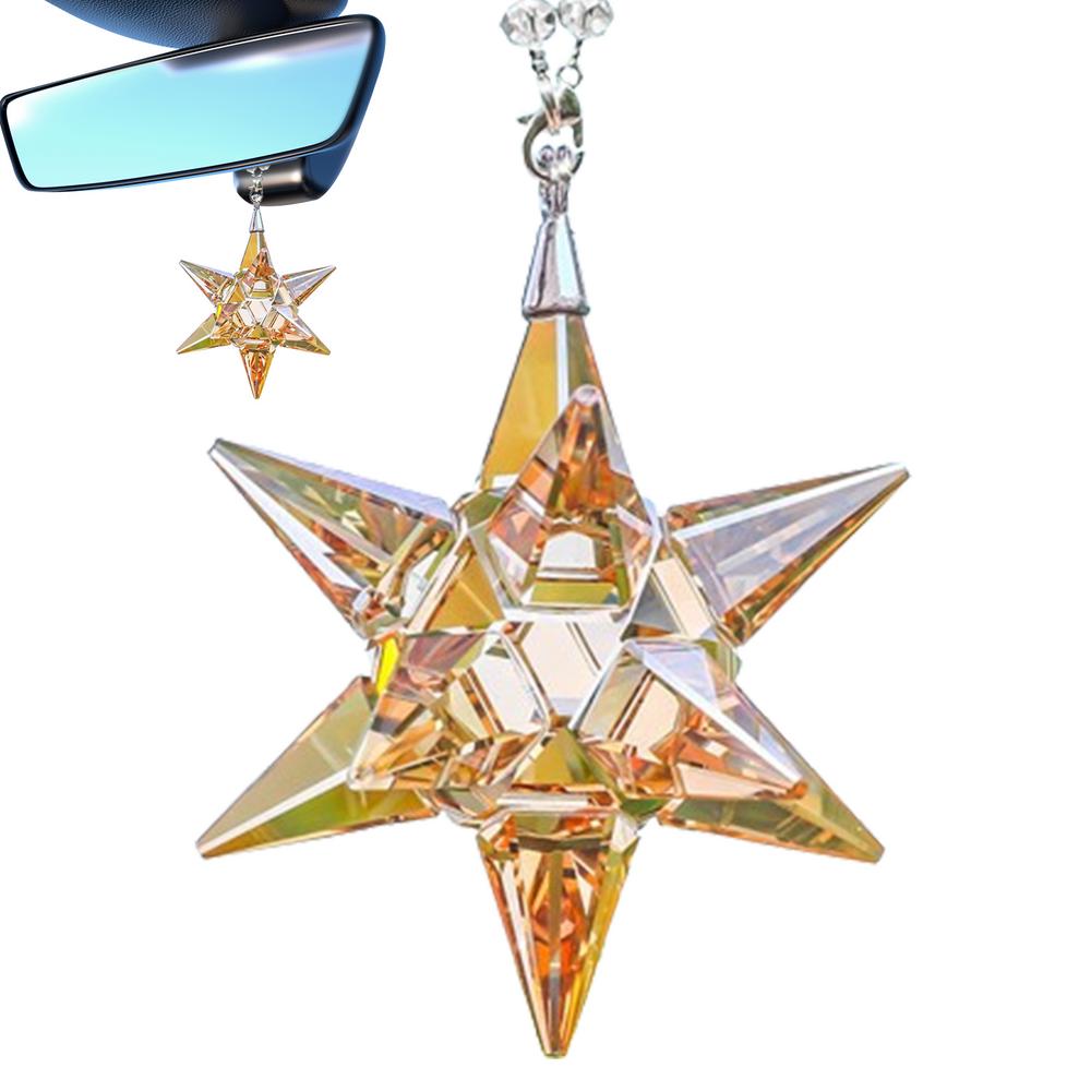 Exquisite Crystal Snowflakes Car Pendant Decoration Ornaments Sun Catcher Snowflake Hanging Trim Accessories Presents Gifts