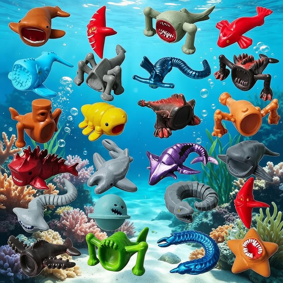 24 Stück Subnautica Sea Eater Monster Figur Leviathan Figuren Dekoration Bloop Gran Maja Modell Puppe Ornament Spielzeug Halloween Geschenke