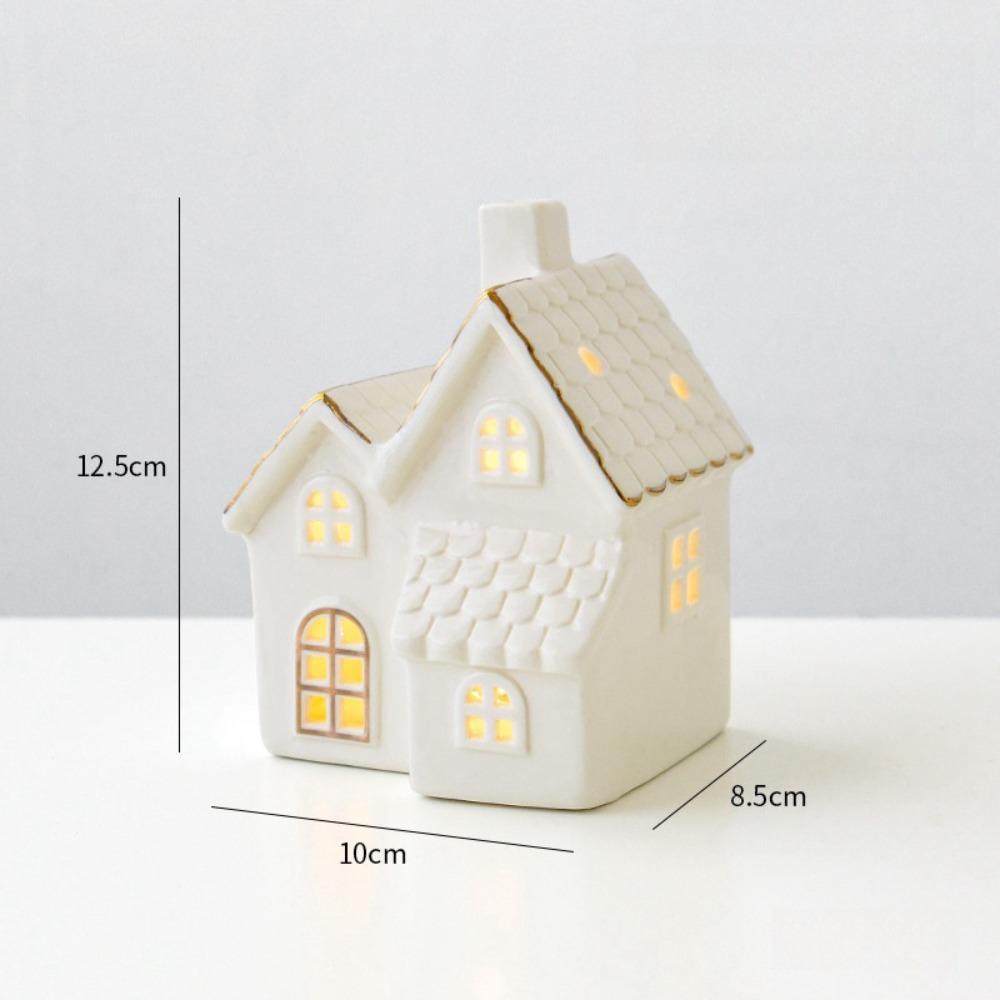 Weißes Porzellan Dorfhaus LED Beleuchtete Tischdekorationen Neue Hausfiguren Winterdeko