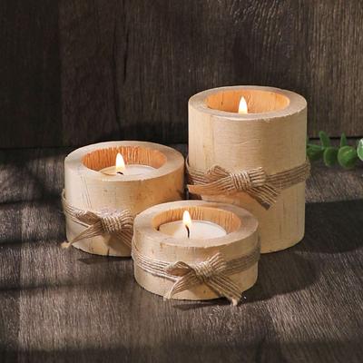 1pc/3pcs - Wooden Tea Lamp Holder, Suitable for Decorating Wooden Flower Pots In the Center of Wedding and Birthday Tables
