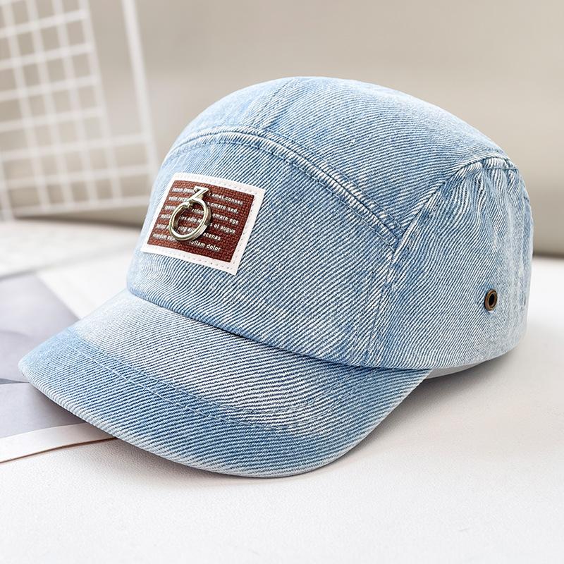 Vintage washed denim baseball cap children versatile short brim hip hop hat niche design sunshade cap men