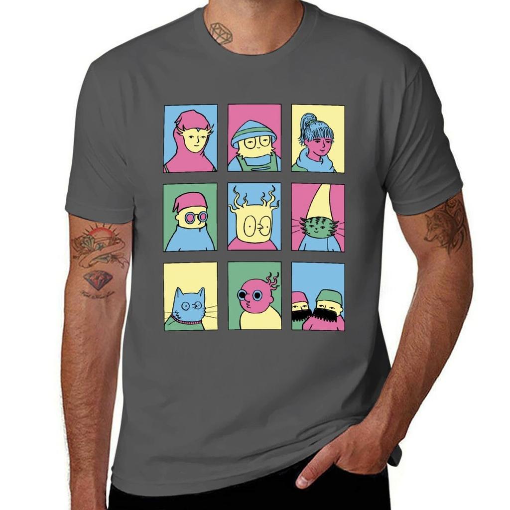 Character Grid TShirt Summer Casual Loose TShirt