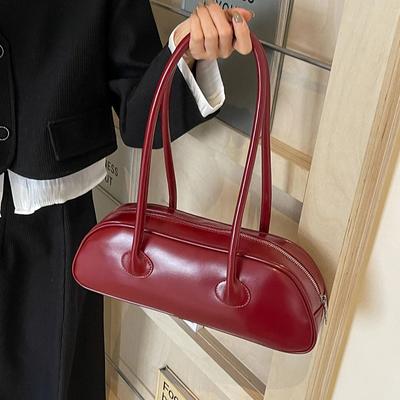 Σχεδιασμός Pu Δερμάτινες Big Shoulder Bags for Women 2024 New Trend Γυναικεία τσάντα χιαστί μονόχρωμες τσάντες και πορτοφόλια ΚΟΚΚΙΝΟ