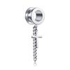 2pcs Flesh Tunnel 6-25MM Stainless Steel Ear Plugs and Tunnels Cross Dangle Piercing Expansion Stretched Body Jewelry
