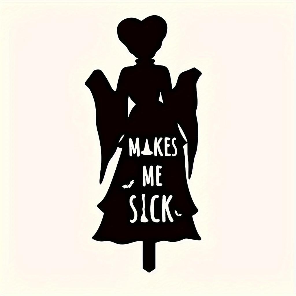 1pc Halloween Witch Iron Silhouette Patio Sign with Stake Outdoor Lawn Decoration Halloween Party Supplies