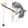 Fishing Cat Figurine Resin Cartoon Kitten Statue Animal Sculpture Home Office Desktop Aquarium Fish Tank Decoration Ornament