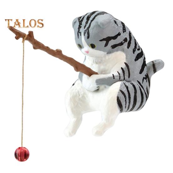Fishing Cat Figurine Resin Cartoon Kitten Statue Animal Sculpture Home Office Desktop Aquarium Fish Tank Decoration Ornament