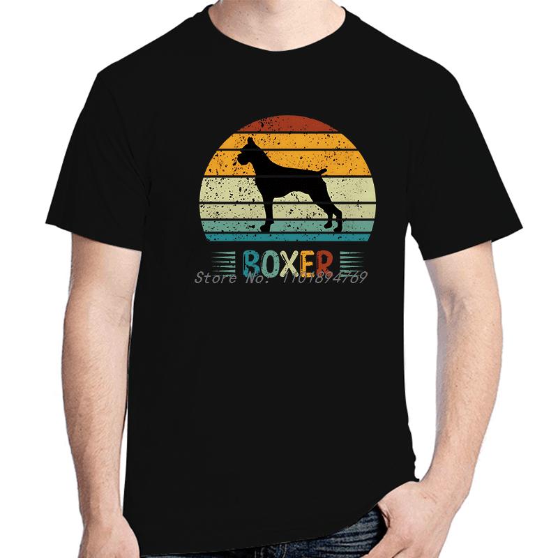 Funny Boxer Vintage Retro Sunset Graphic Tees Lover Dog Tshirt Summer Short Sleeve Tshirts Cotton Unisexs Print T Shirt