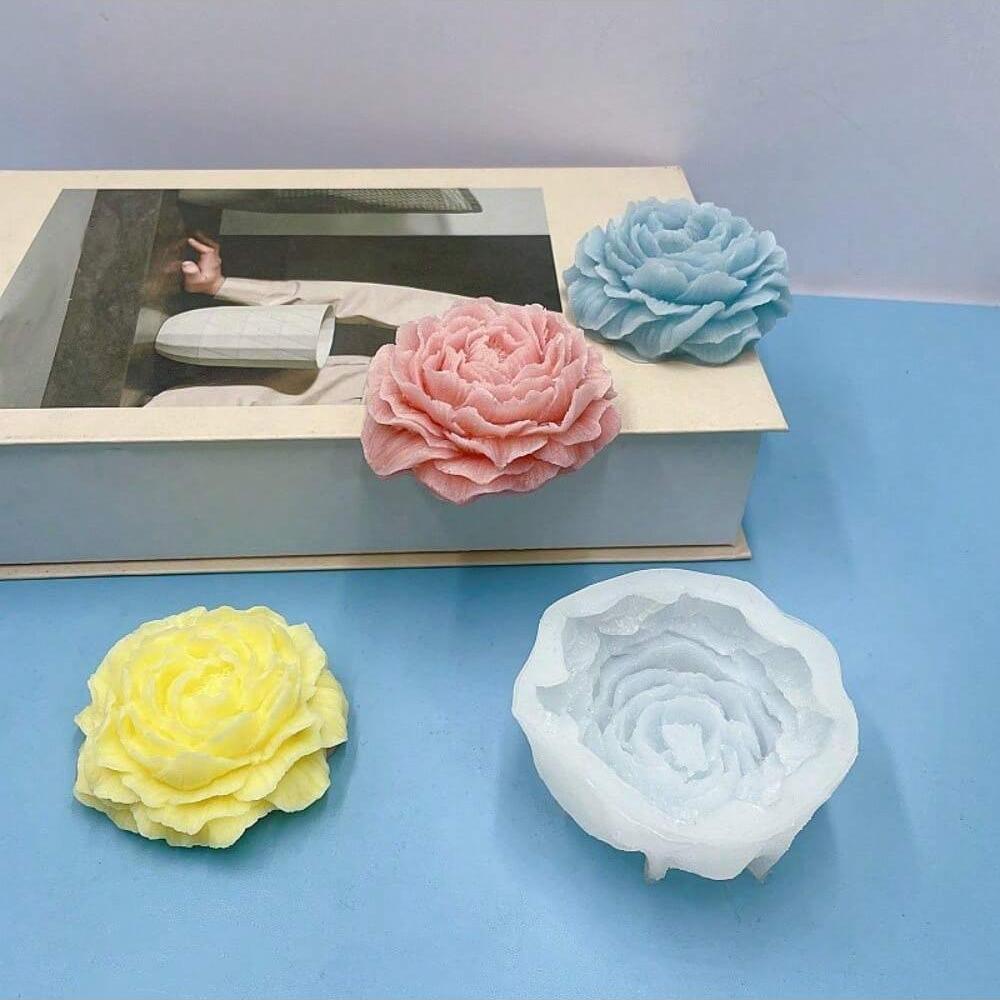 DIY Peony Candle Silicone Mold Handmade Relief Floral Fragrance Soap Resin Gypsum Mold Chocolate Cake Ice Baking Tool Gift