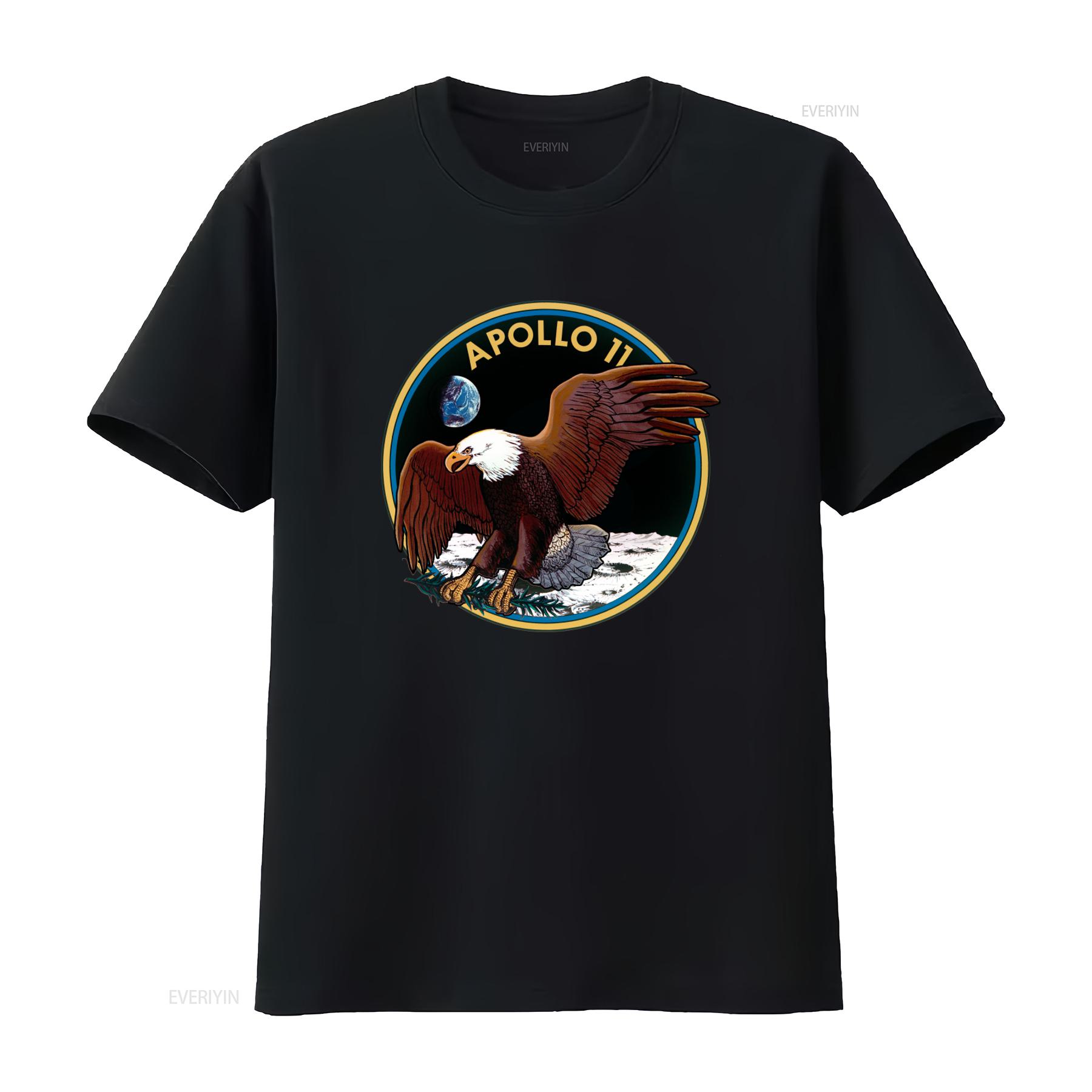 

Apollo 11 Mission Patch Eagle Moon Earth T Shirt vintage Washed Versatile designer clothes Slightly Unisex 4XL