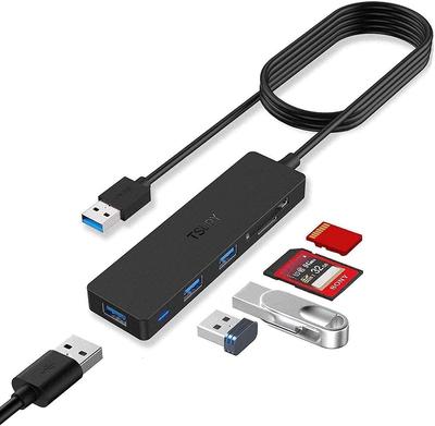 TSUPY USB-Hub, USB-Hub, SD, Micro-SD, 5 Anschlüsse, 120 cm, Bus-betrieben, leicht, kompakt, kompatibel mit PS4, Laptops, Telearbeit, Remote-Arbeit von zu Hause 3.0