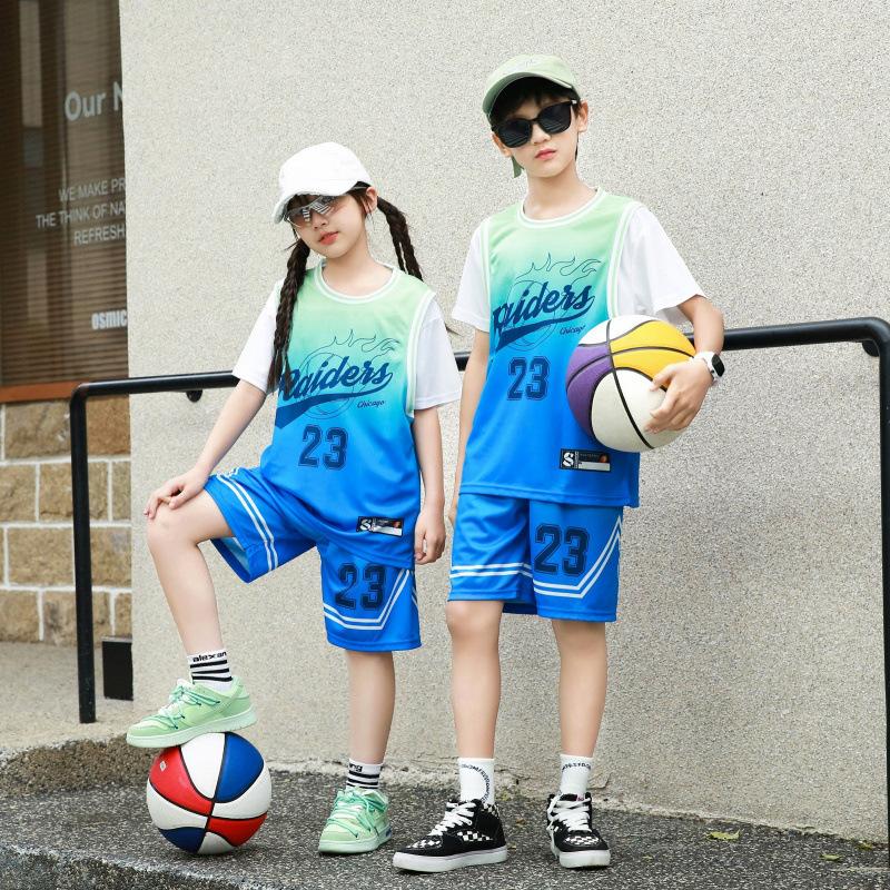 

Children S Basketball Jersey Set Summer Men S And Women S Children S Fake Two No. 24 Jerseys Short-Sleeved Training Performance Jerseys 16 yards