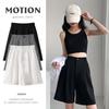 2024 Women's Summer High Waist Black Suit Shorts - Slimming, Loose, Five-Point Style with Waistband Edging