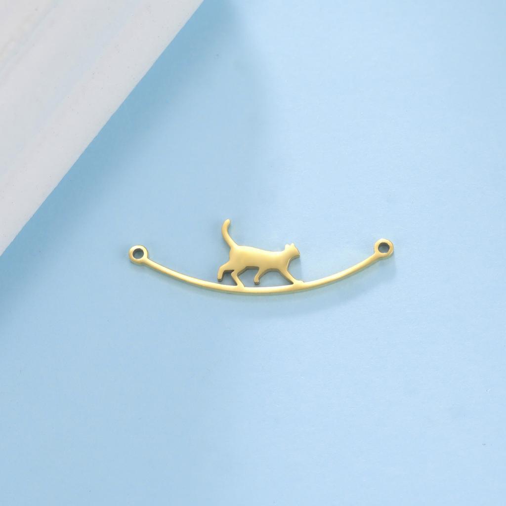Cazador Cat Kitten Charms for Jewelry Making Stainless Steel Animal DIY Pendants for Bracelet Necklace Wholesale 2026 Trendy