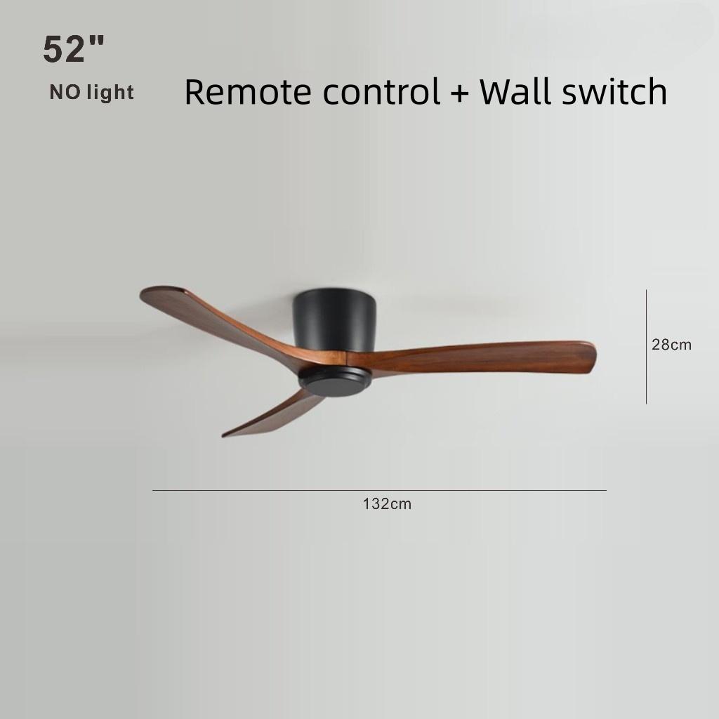 Living Room Bedroom Solid Wood Ceiling Fan Creative Villa Hotel Decoration Fan Nordic Minimalist Variable Frequency Fan