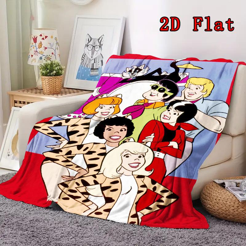 Josie and the Pussycats-inspired art 2D Flat Pattern Flannel Blanket High quality All Seasons Warmth and Comfort Perfect for Christmas Gifts.P26091446