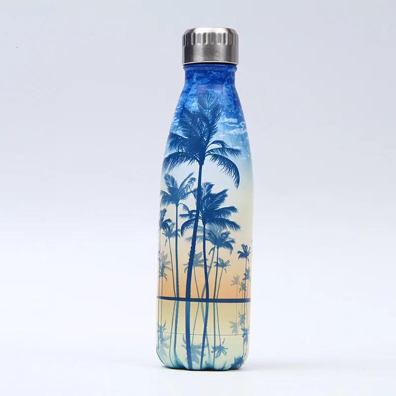 Kreativní květinová termoska Nerezová láhev na vodu Nepropustná sportovní láhev na pití do posilovny Na vodu Chladicí Izolovaný hrnek