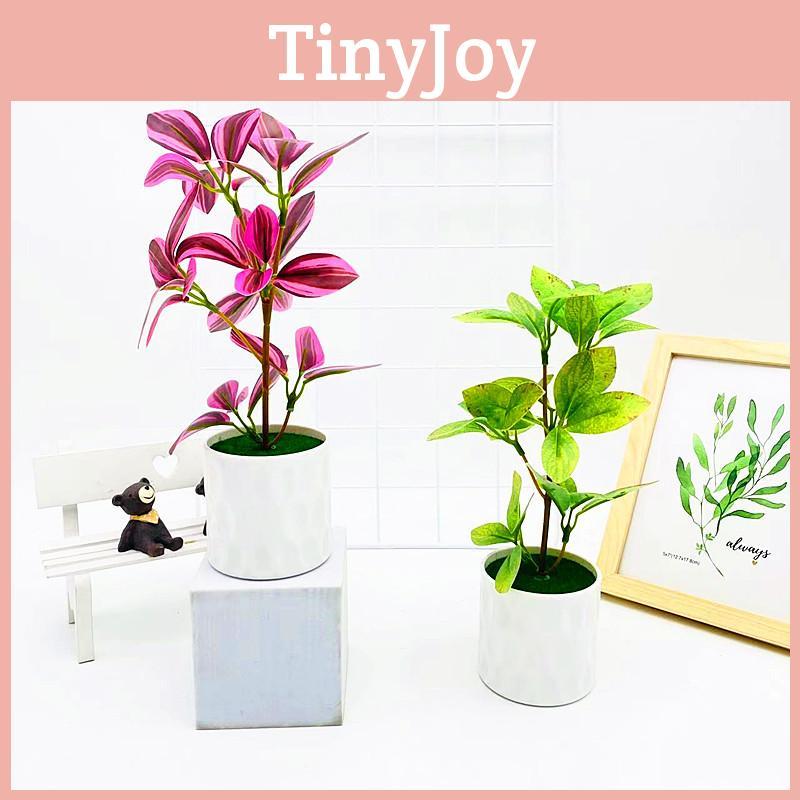 Simulated Multi Color Leaves Potted Artificial Plant Decoration Ornament