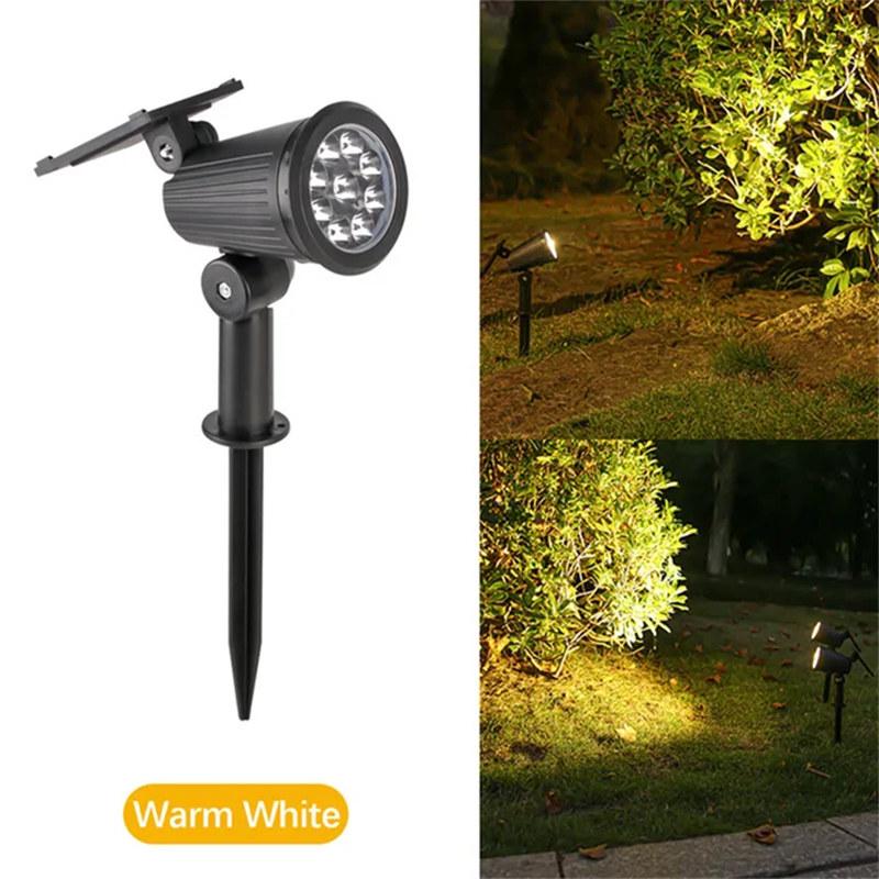 9 LED solar spotlights, utendørs IP65 vanntett, spotlys, lysstyrke justerbar for hage bakgård oppkjørselen uteplass lovdekor
