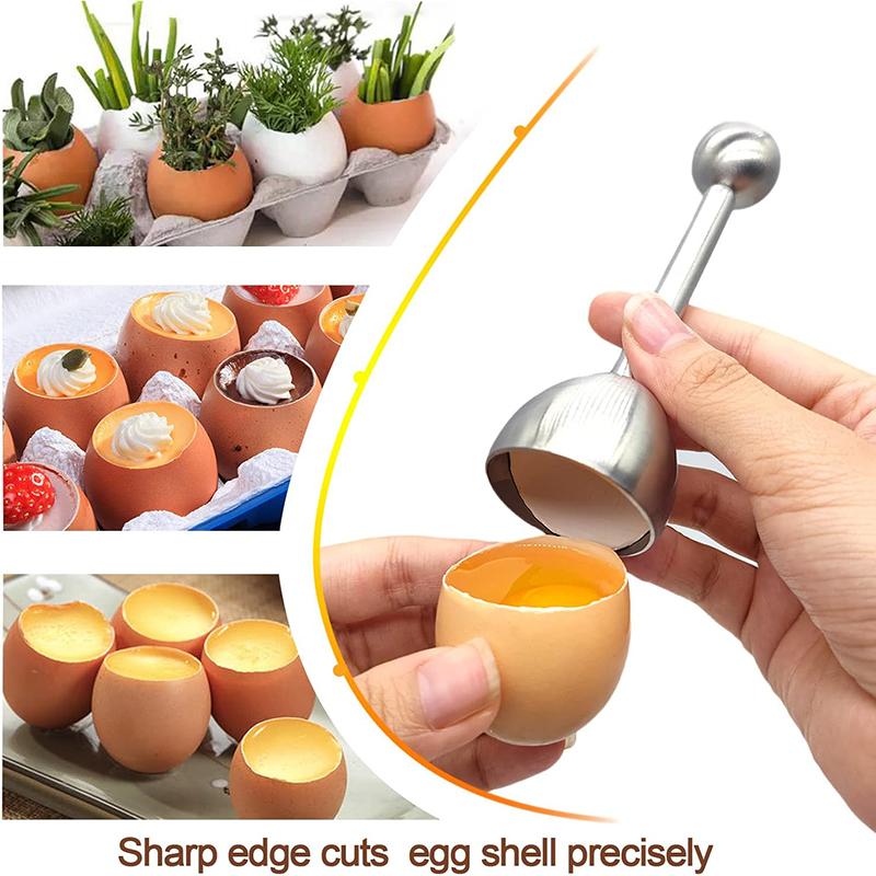 Egg Topper Eggshell Cutter Stainless Steel Egg Cracker Opener Remover Egg Opener Egg Cup Multipurpose Egg Tool Kitchen Gadget 6