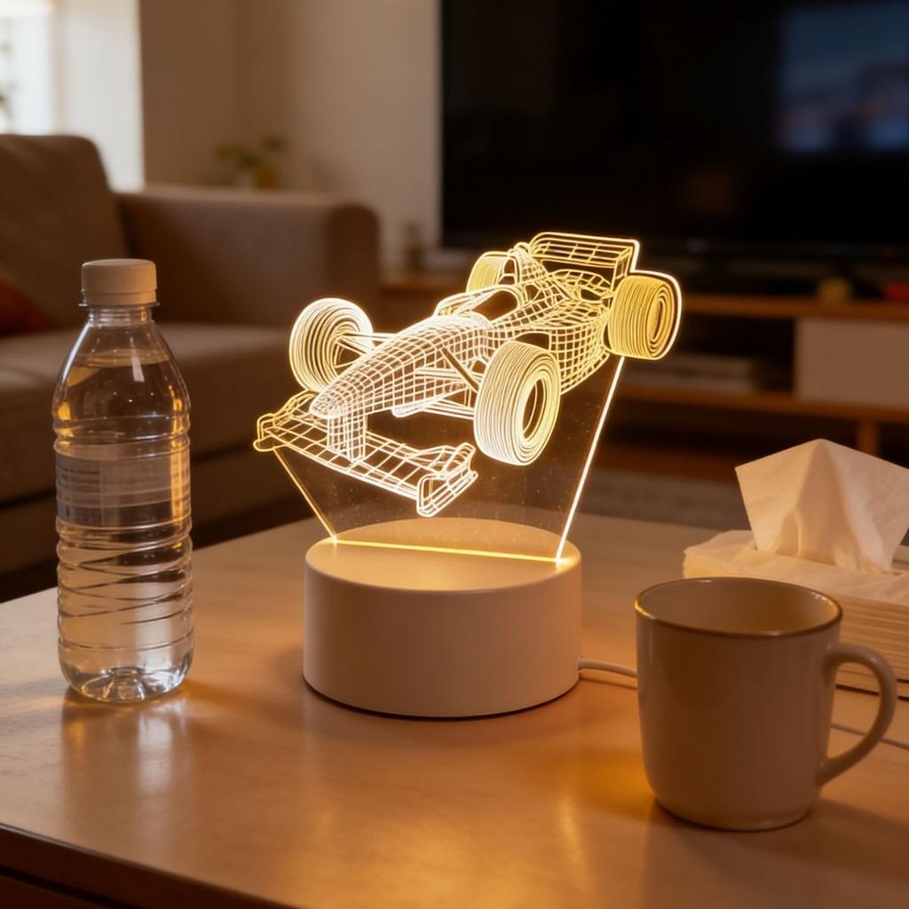 Racing 3D night light, 3D optical illusion light, atmosphere light suitable for bedroom, bedside and living room