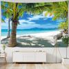 Beautiful Sea Scenery Tapestry Sea Vintage Beach Seascape Palm Tree Tapestry Wall Hanging Tapestries Boho Bedroom Wall Rug Premium Quality
