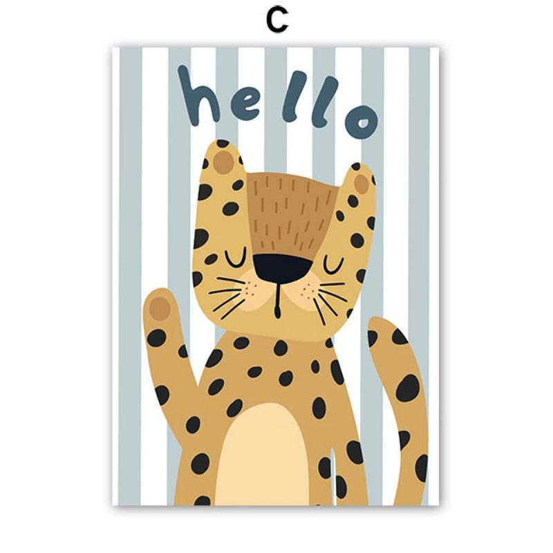 Kawaii Cat Tiger Elephant Giraffe Car Nursery Wall Art Canvas Painting Posters And Prints Wall Pictures For Baby Kids Room Decor