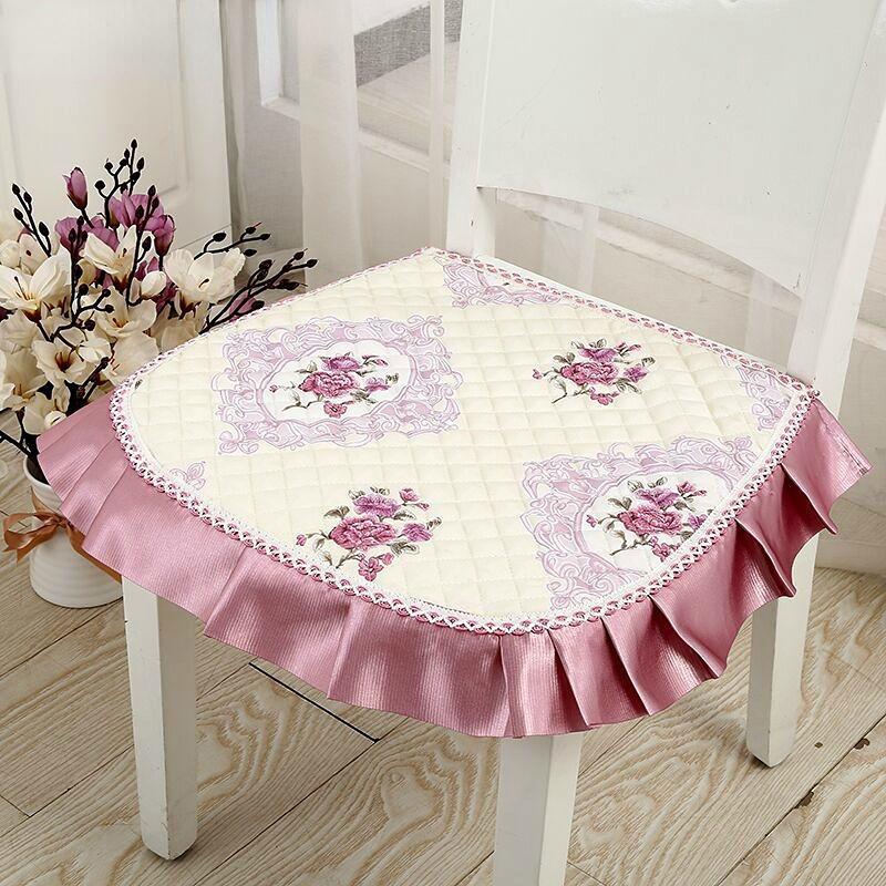 Dining Chair Cushion European Printed Seat Cushions with Lace Quality Four Seasons Stool Seat Mat Non-slip Buttocks Pad