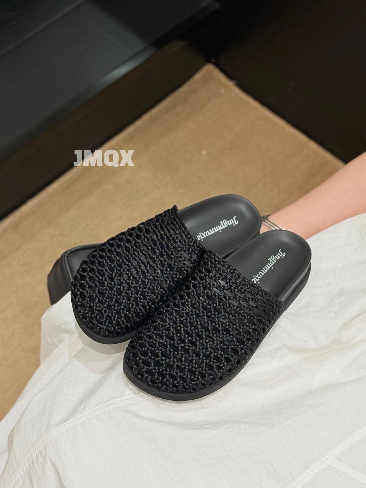 

Thick-soled slippers women s summer wear new beach small height-increasing set toe rhinestone sandals 35 чёрный