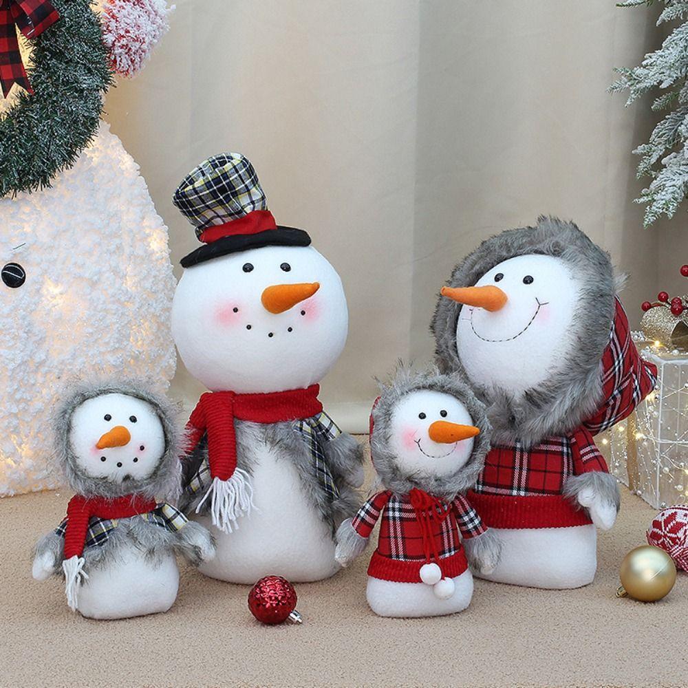 Delicate Christmas Snowman Doll Cartoon Cute Snowman Figure Christmas Window Decoration  Kids Toys