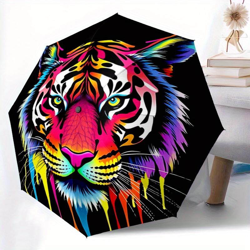 1pc Colorful Tiger Face Automatic Opening and Closing Umbrella R019