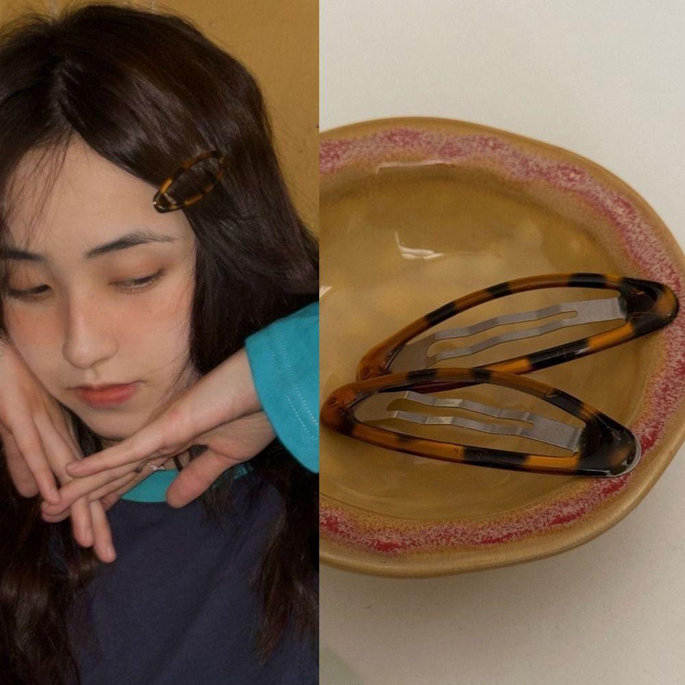 Koreanischer Stil Vintage Leopardenmuster Haarnadeln Y2K Frisur Dekorationen BB Clip Oval Pony Haarspangen für Frauen Mädchen