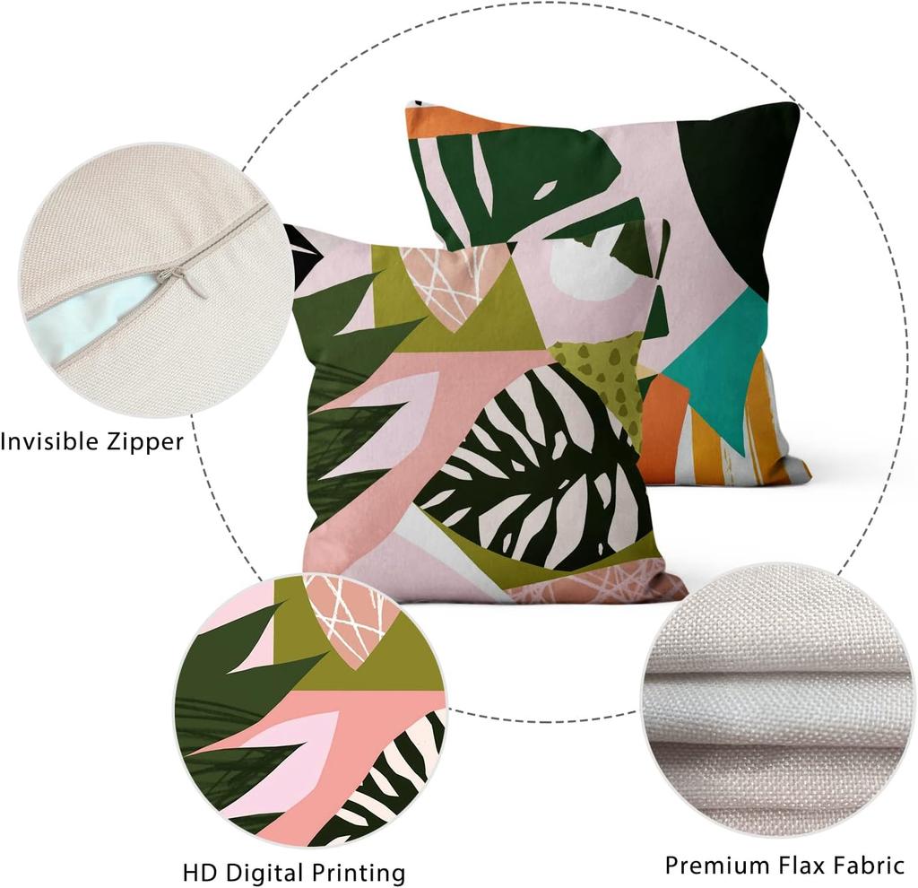 4Pcs Boho Cushion Covers 45X45Cm, Geometric Pattern Pillow Cases For Home Decor, Living Room, Sofa, Bedroom, Car Decoration