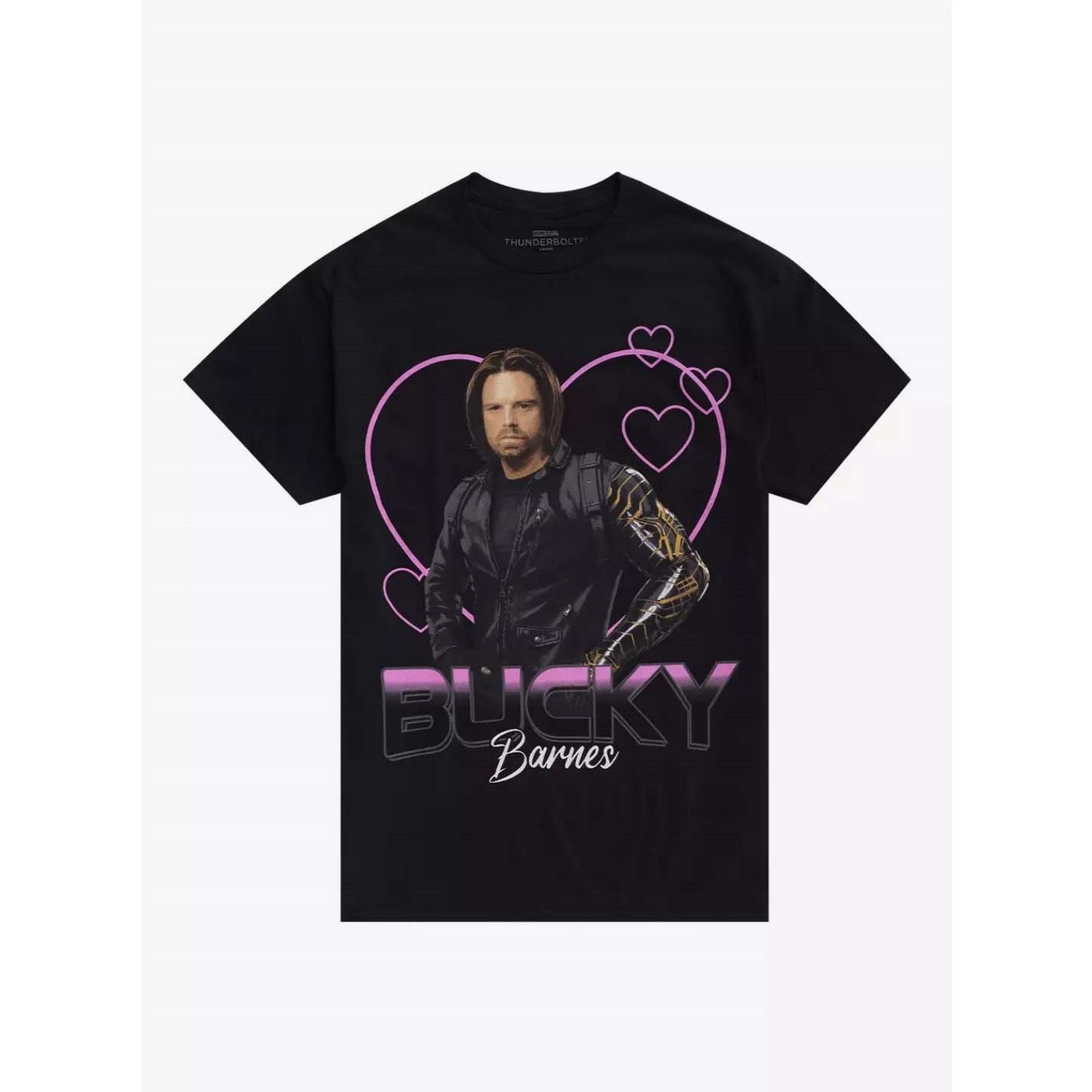 

2026 New Anime Cartoon Thunderbolt _ Bucky Barnes Hearts Printed T-Shirt Unisex Short Sleeve Relaxed Plus Size Top S чёрный
