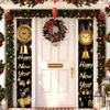 1pair Happy New Year Decorats Couplet Photography Backdrop Black Gold Hanging Door Banner Family Party Props New Year 2026 Gifts