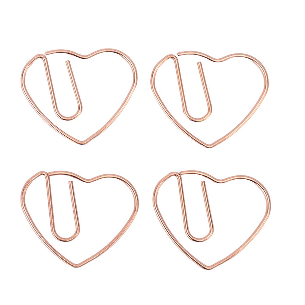 100Pcs Heart Shaped Paper Clips Iron Decorative Paperclips Set with Transparent Box for   School Household