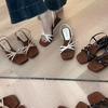 2025New Kitten High Heels Open Toe Sandals Cross Narrow Band Low Slippers Stylish Comfortable Sexy Multi-work Shoes Flat Heels