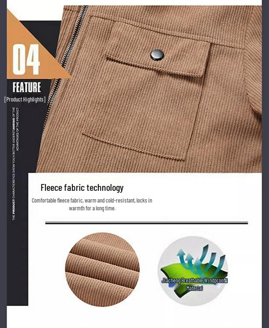 Men's Lambswool-Lined Corduroy Jacket: Cross-Border Fashion for Autumn/Winter