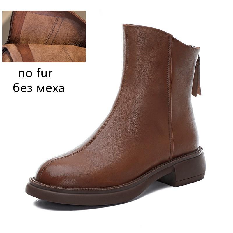 

Fashion Women Winter Boots 2025 New Ankle Boots Women Fashion British Retro Women Short Boots Rear Zipper Genuine Leather Boots Women 35