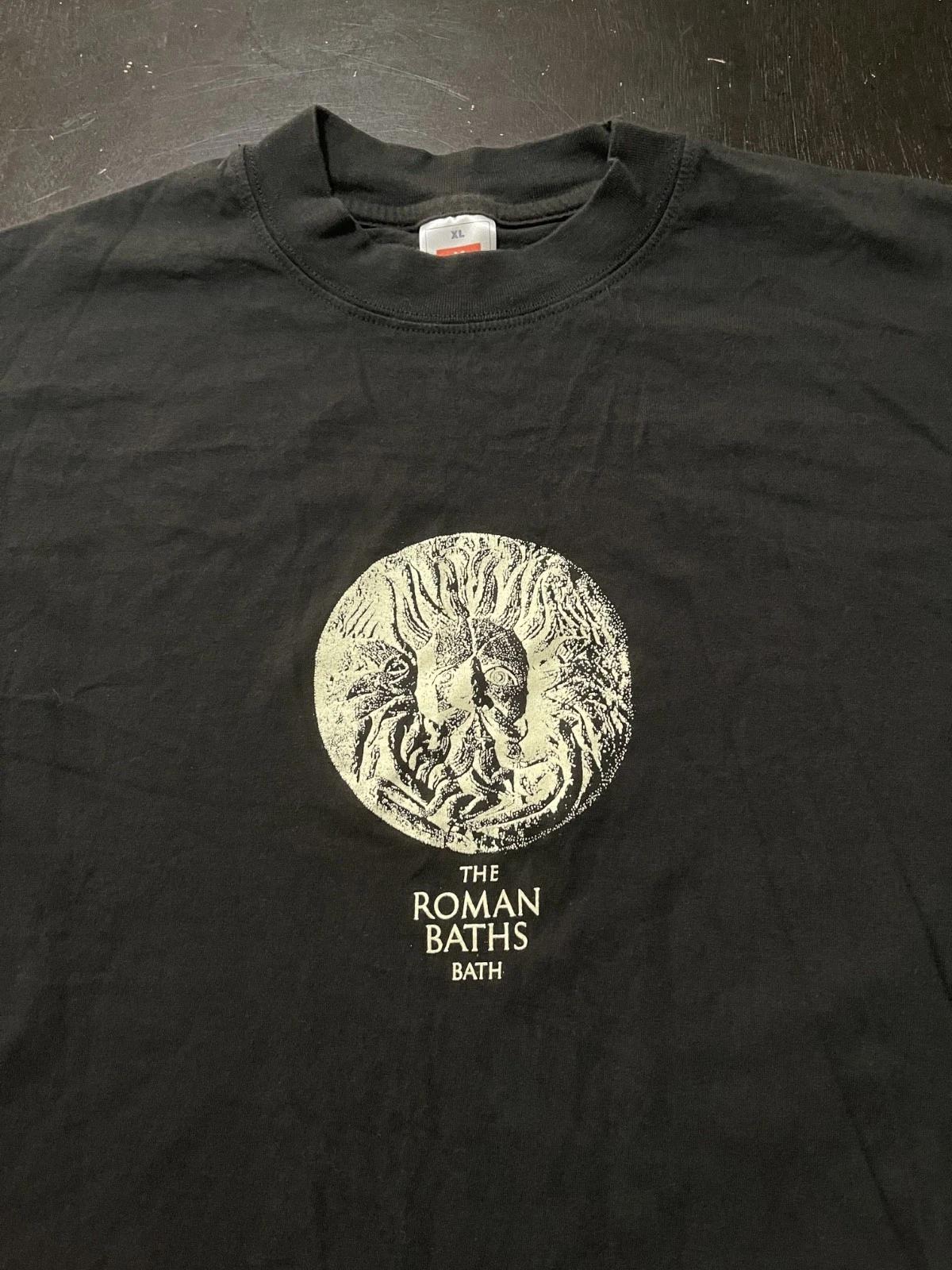 

The Roman Baths 100% Cotton T-shirt Mens Tees Top, Black, Size: XL 3XL