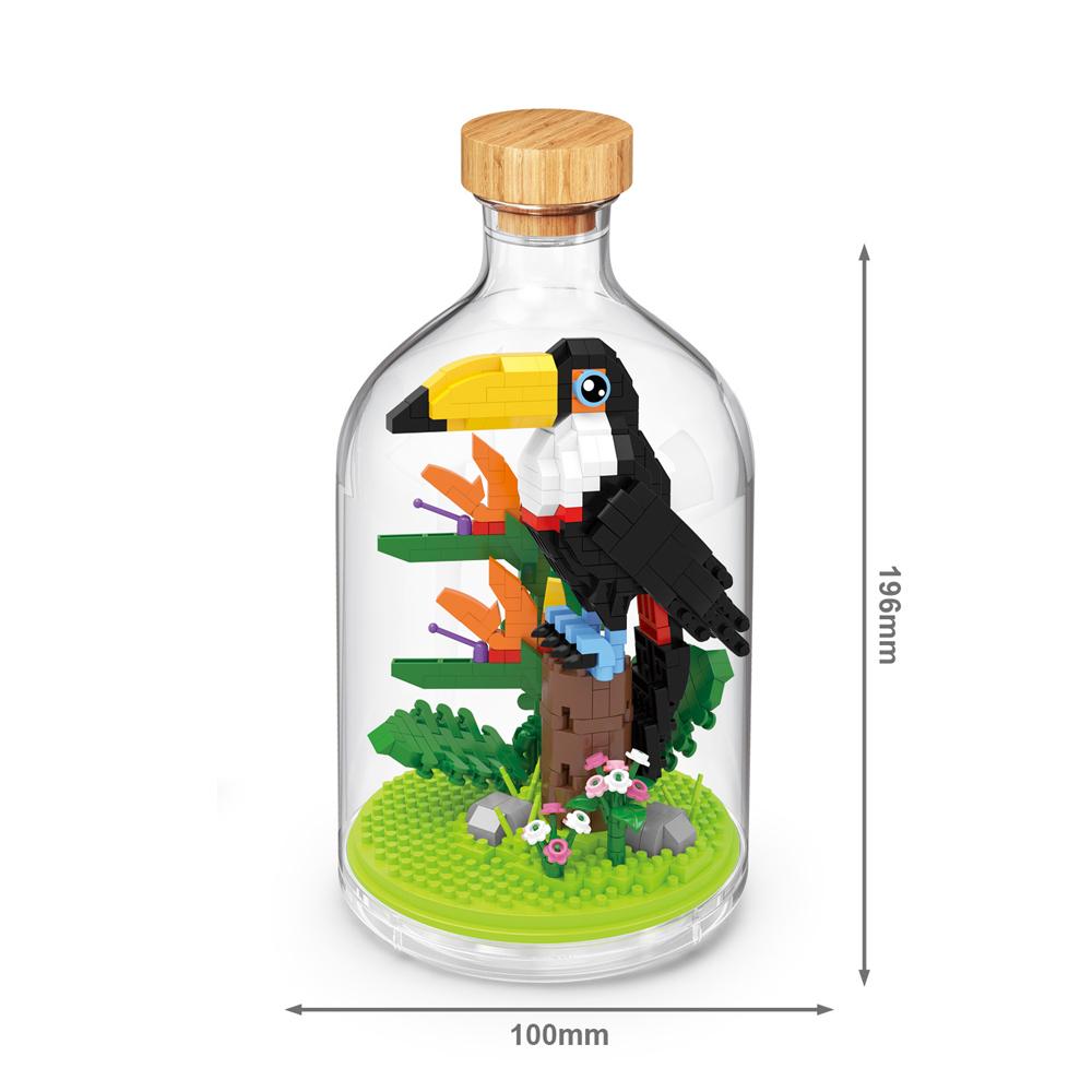 

Idea Bird In A Bottle Micro Diamond Block Grus Japonensis Flamingo Toucan Peacock Construction Brick Model Toy Sets Nanobricks