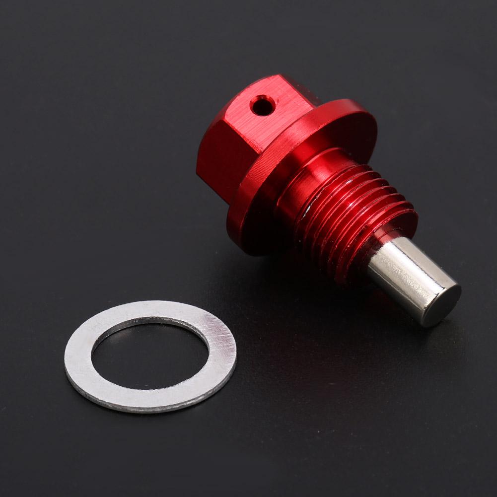 M12 * 1.25 Red Aluminum Alloy Car Magnetic Engine Oil Pan Drain Bolt Screw