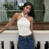 French Backless Bandeau Crop Top, Women's 2026 Spring Fashion, Adjustable Strap, Sexy Solid Color Tank Top