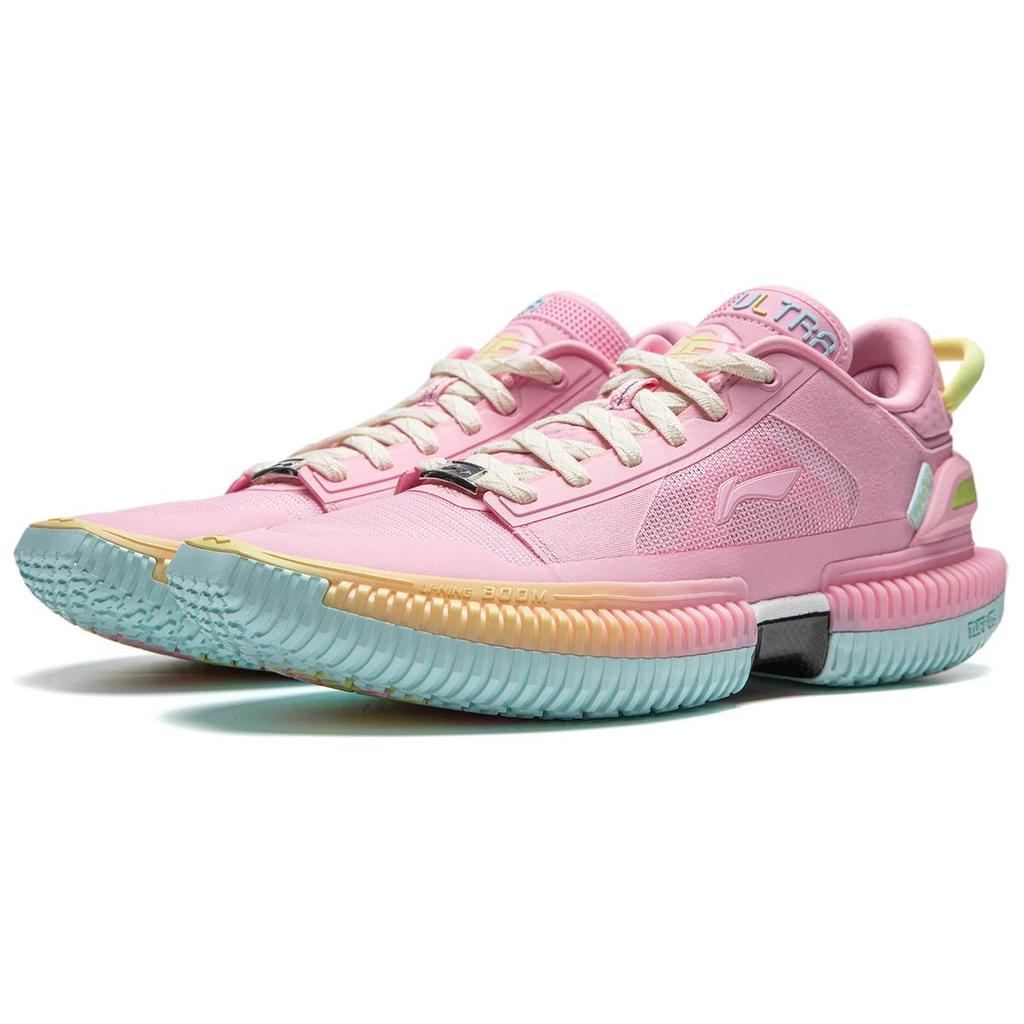 Li Ning Trendy Comfortable Non-Slip Breathable Low-Top Basketball Shoes Men Sneakers Fengxian-Pink ABFU013-2
