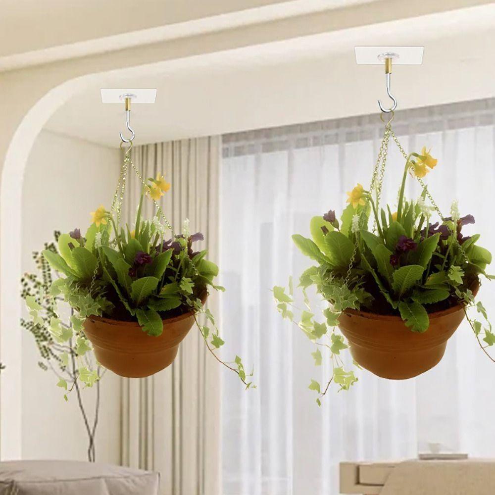 1Pcs Heavy Duty Plant Flower Pot Hanging Bracket Wall Mounted Seamless Transparent Hooks