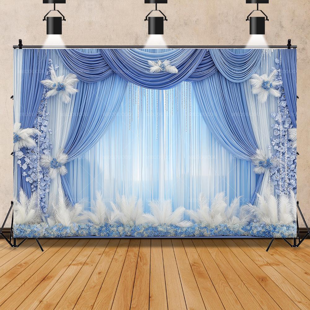 Floral Bow Wedding Scene Background Suitable for Wedding Photo Studio Shooting Background Birthday Party Baby Shower Decoration