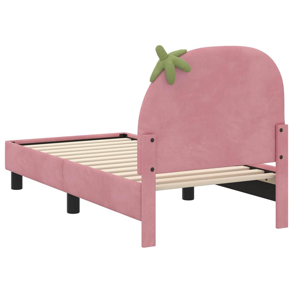Kids Bed Frame with Headboard Pink 70 x 140 cm Velvet