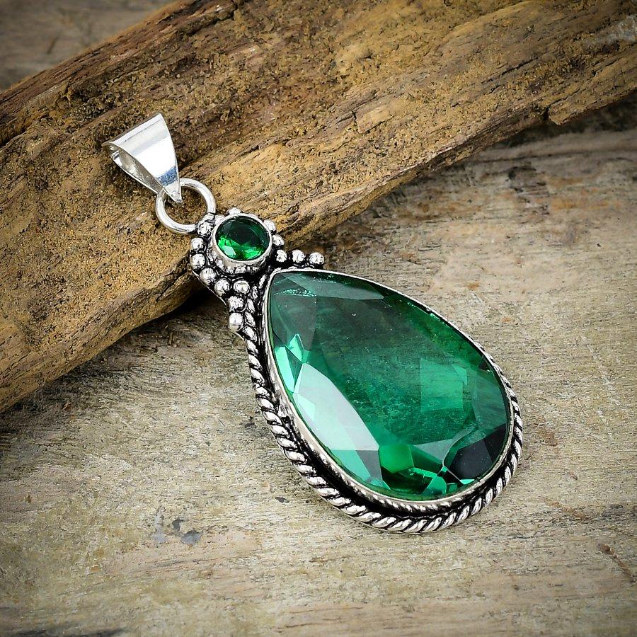 

Chrome Diopside Gemstone Handmade 925 Sterling Silver Jewelry Pendant 2.36 M-187