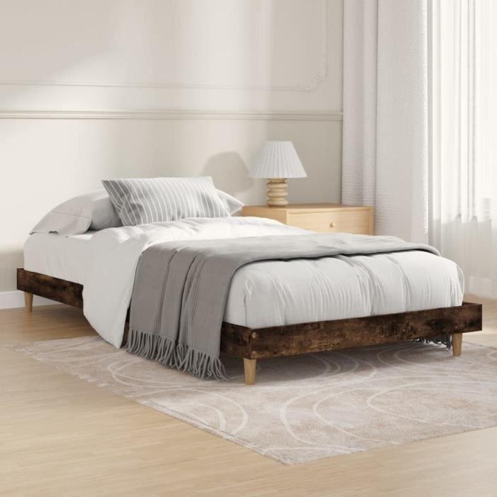 VidaXL Cadre de lit chêne fumé 90x200 cm bois d'ingénierie 832066