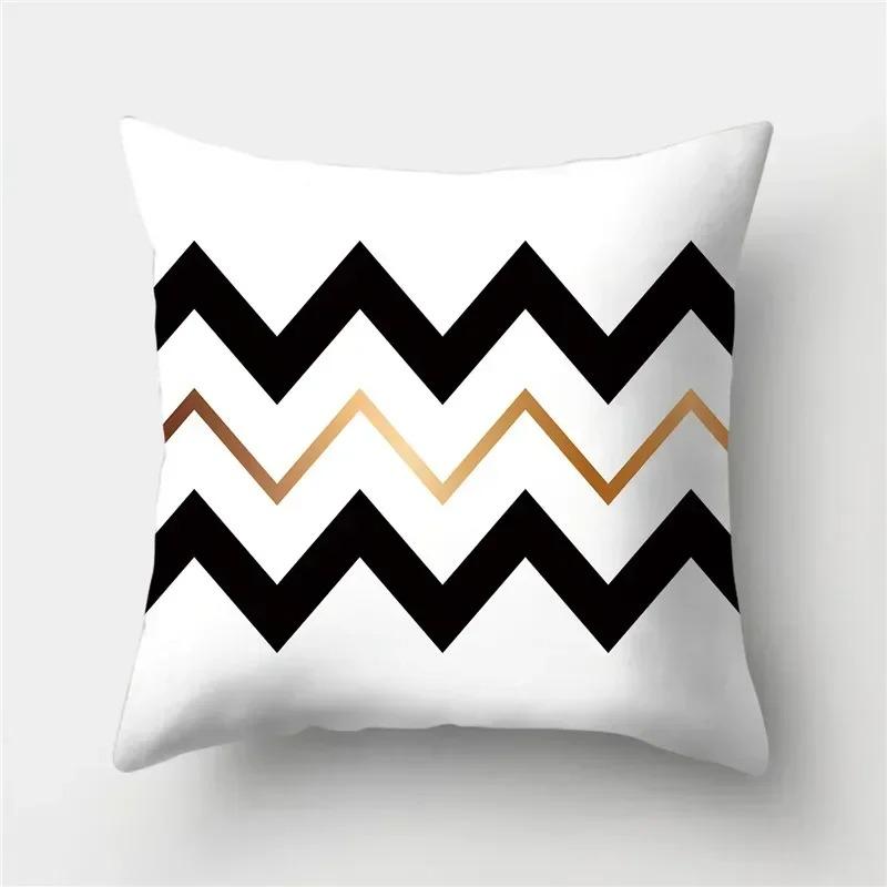 Home Deko Modern Schwarz & Weiß Gemustert Kissenbezüge Muster Kissenbezug Geeignet für Sofa Schlafzimmer Auto Kissenbezug